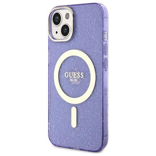 Original Case IPHONE 14 Guess Hardcase Glitter Gold MagSafe (GUHMP14SHCMCGU) purple 3666339125660