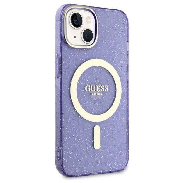 Original Case IPHONE 14 Guess Hardcase Glitter Gold MagSafe (GUHMP14SHCMCGU) purple 3666339125660