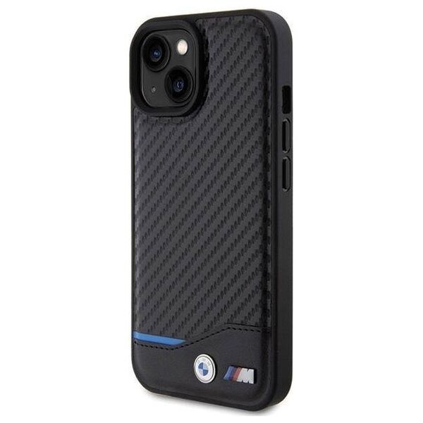 Original Case APPLE IPHONE 15 BMW Leather Carbon (BMHCP15S22NBCK) black 3666339143831