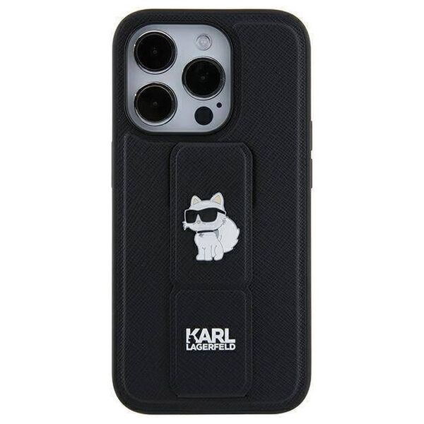Original Case IPHONE 11 / XR Karl Lagerfeld Hardcase Gripstand Saffiano Choupette Pins (KLHCN61GSACHPK) black 3666339207335