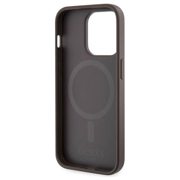 Original Case APPLE IPHONE 15 PRO Guess Hardcase 4G Printed Stripes MagSafe (GUHMP15LP4RPSW) brown 3666339203467