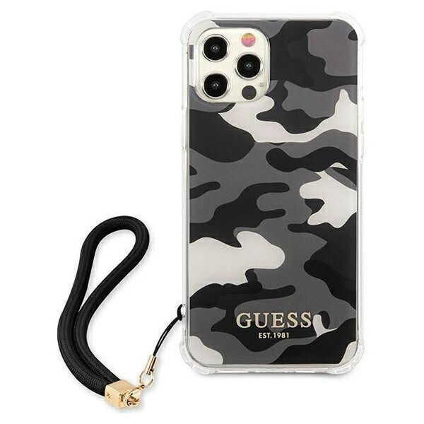 Original Case IPHONE 12 / 12 PRO Guess Hardcase Camo Collection (GUHCP12MKSARBK) black 3666339004064