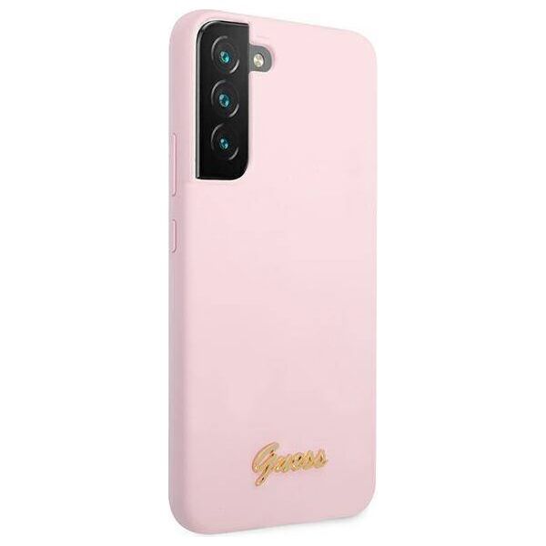 Original Case SAMSUNG GALAXY S22+ PLUS Guess Hardcase Silicone Script Metal Logo (GUHCS22MLSLMGLA) purple 3666339042516