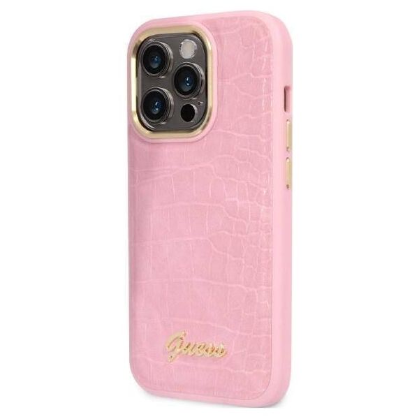 Original Case IPHONE 14 PRO Guess Croco Collection (GUHCP14LHGCRHP) pink 3666339082949