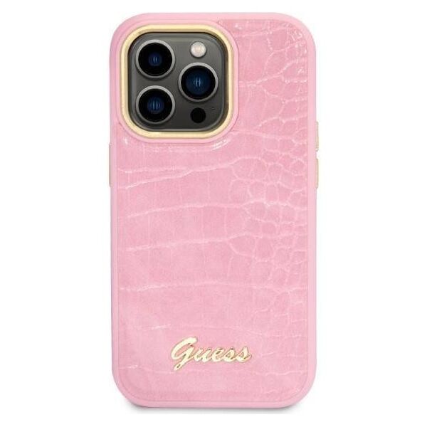 Original Case IPHONE 14 PRO Guess Croco Collection (GUHCP14LHGCRHP) pink 3666339082949