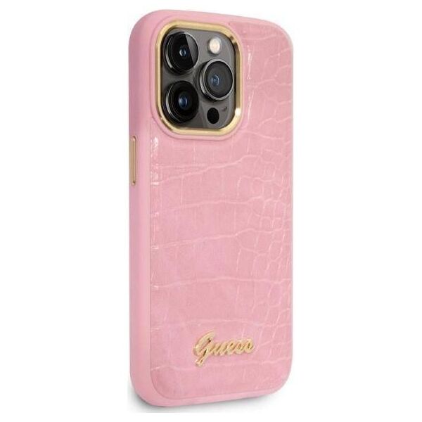Original Case IPHONE 14 PRO Guess Croco Collection (GUHCP14LHGCRHP) pink 3666339082949