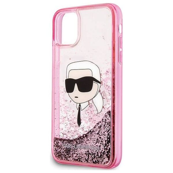 Original Case IPHONE 11 / XR Karl Lagerfeld Hardcase Liquid Glitter Karl Head (KLHCN61LNKHCP) pink 3666339375867