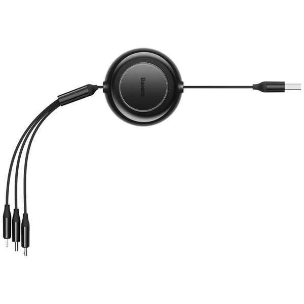Baseus cable Bright Mirror 2 3w1 USB - micro USB + Lightning + USB-C 1,1m 3,5A black retractable 6932172609030