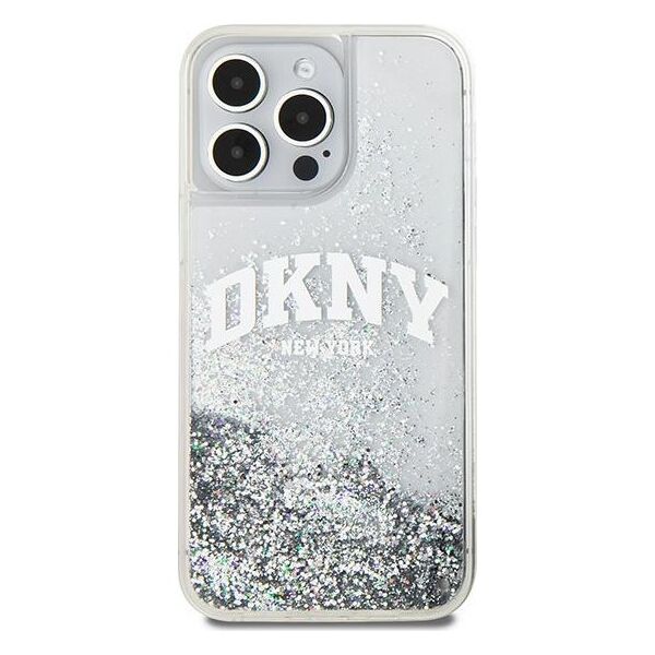 DKNY case for iPhone 15 Pro Max 6,7&quot; DKHCP15XLBNAET white HC liquid glitters w arch logo 3666339270926