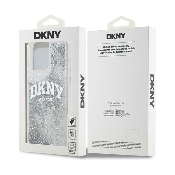 DKNY case for iPhone 15 Pro Max 6,7&quot; DKHCP15XLBNAET white HC liquid glitters w arch logo 3666339270926
