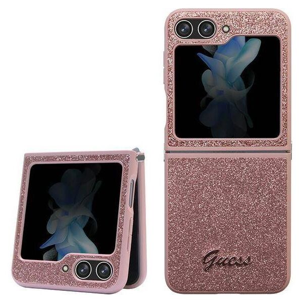 Original Case SAMSUNG GALAXY Z FLIP 5 Guess Hardcase Glitter Script (GUHCZF5HGGSHP) pink 3666339173999
