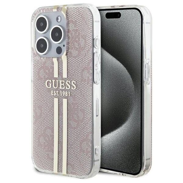 Original Case IPHONE 14 PRO MAX Guess Hardcase IML 4G Gold Stripe (GUHCP14XH4PSEGP) pink 3666339223090