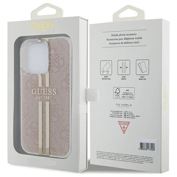 Original Case IPHONE 14 PRO MAX Guess Hardcase IML 4G Gold Stripe (GUHCP14XH4PSEGP) pink 3666339223090