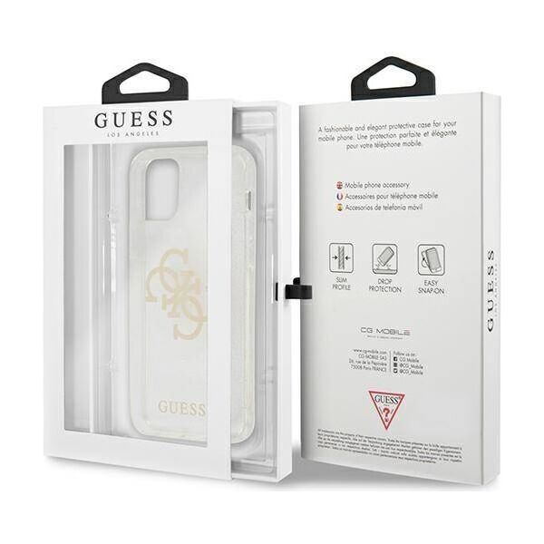 Original Case IPHONE 12 PRO MAX Guess Hard Case Glitter 4G Big Logo (GUHCP12LPCUGL4GTR) transparent 3666339004941