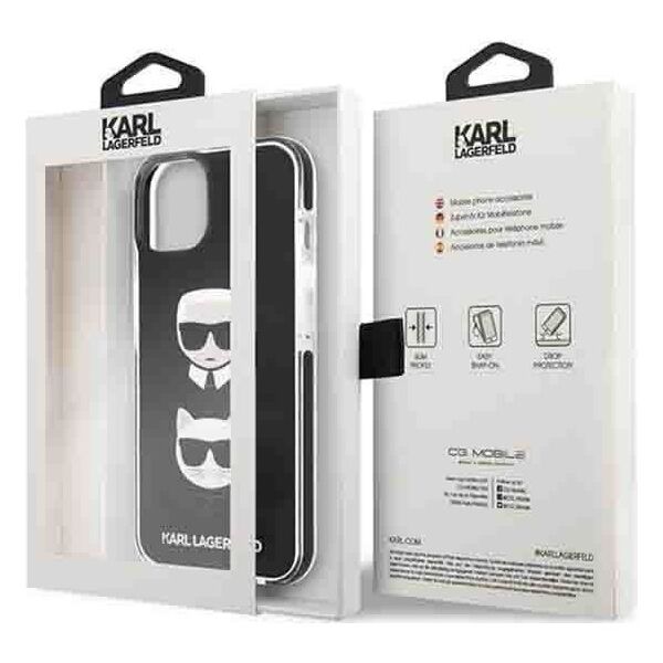 Original Case IPHONE 13 Karl Lagerfeld Hardcase Karl&Choupette Head black 3666339048655