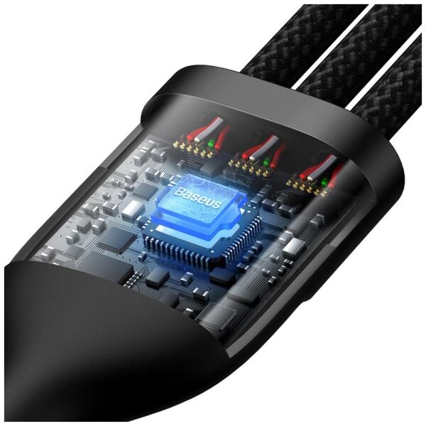 Baseus cable 3in1 Flash II USB + USB-C - Lightning + USB-C + microUSB 1,5 m 3,5A black 100W 6932172608743