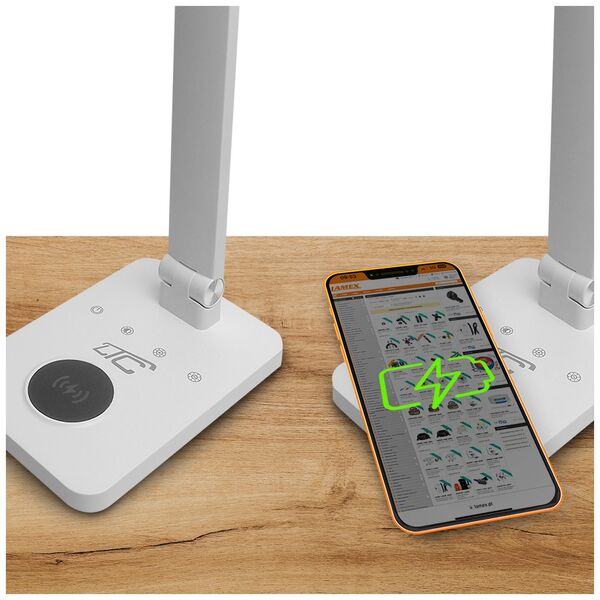 LED desk Lamp 10W, 3000/4500/6000K, induction charging, touch control, dimmer, white,  LTC 5902270787689
