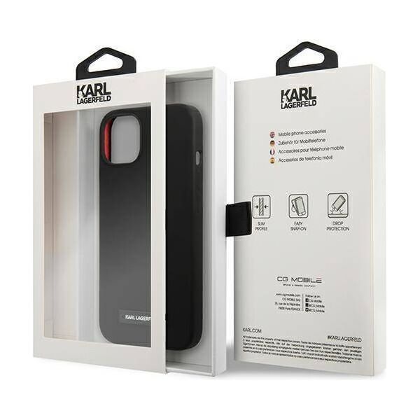 Original Case IPHONE 13 MINI Karl Lagerfeld Hardcase Silicone Plaque (KLHCP13SSLMP1K) black 3666339048761